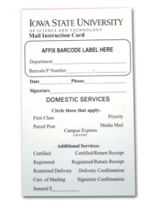 Domestic Mail Card